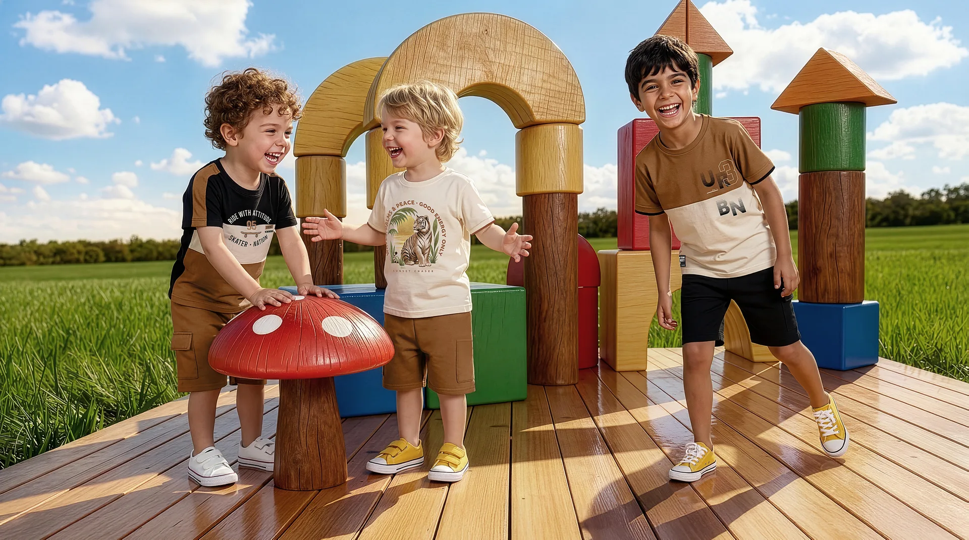 Grupo de niños compartiendo un día de juego al aire libre